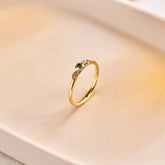 Sapphire Two Leaf Stack Ring - 9ct Yellow Gold
